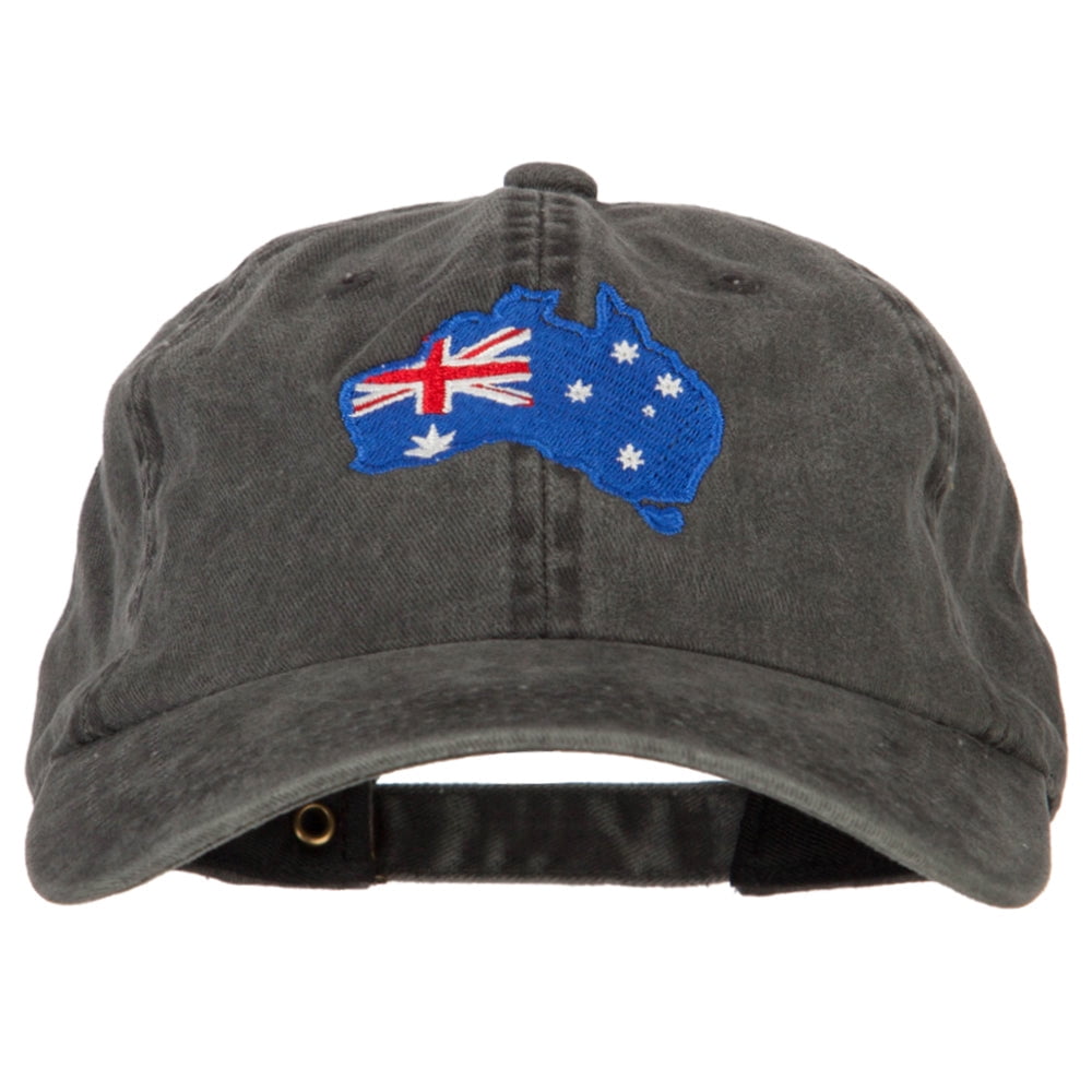 Australia Flag Map Embroidered Washed Cotton Twill Cap - Black OSFM ...