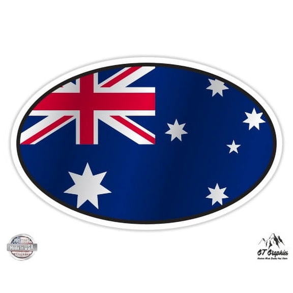 Australia Flag Oval - 3" Vinyl Sticker - For Car Laptop I-Pad Phone Helmet Hard Hat - Waterproof Decal