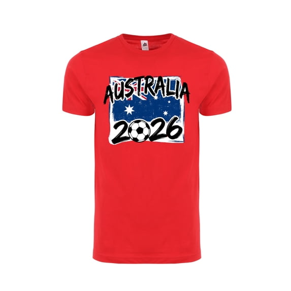 Australia Flag T-Shirt Adult Unisex Cotton Soccer Fan Shirt WC 2026 - Red - S