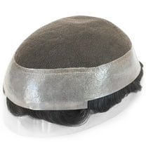 Australia French Lace with 1 1/4" Polyskin in Perimeter Men Toupee Hair Replacement Human Hair System for Men Natural Looking Wig Black Invisible Hairline