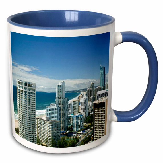 3drose, Australia, Gold Coast, Surfers Paradise, City Skyline-au01 Wbi0270 - Walter Bibikow, 11oz Two-tone Blue Mug