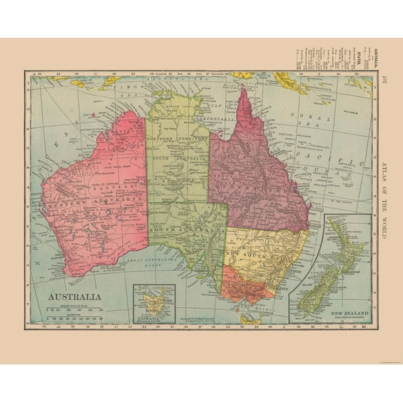 Historic Map - Australia - Hammond 1910 - 28.34 x 23 - Vintage Wall Art