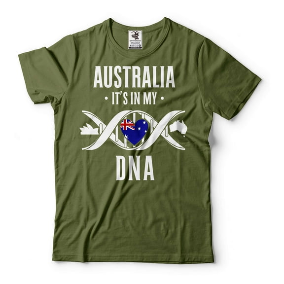 Australia It's In My DNA Shirt Australian DNA Shirt Australia Flag Shirt Australian Patriotic Gifts (Large Military Green)