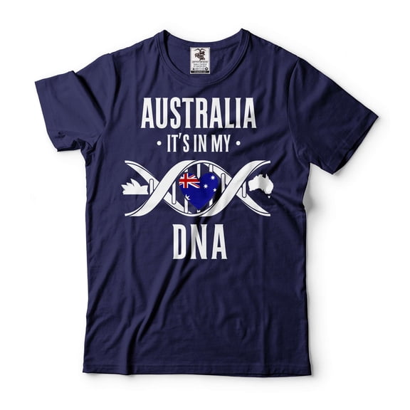 Australia It's In My DNA Shirt Australian DNA Shirt Australia Flag Shirt Australian Patriotic Gifts (Large Navy Blue)