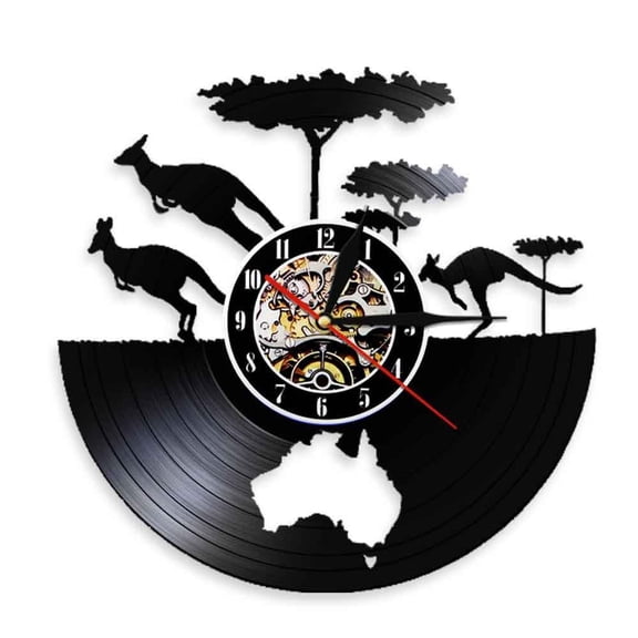 Australia Kangaroo Clock Australian Continent Map Vinyl Record Wall Clock Australia Map Vinyl Record Wall Art AU Travel Gift Without LED