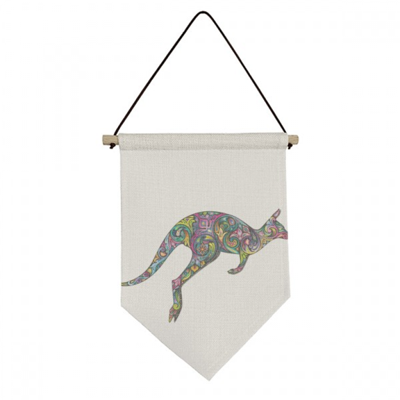 Australia Kangaroo Colored Drawing Illustration Canvas Flag Hanging Wall Art Decor Banner