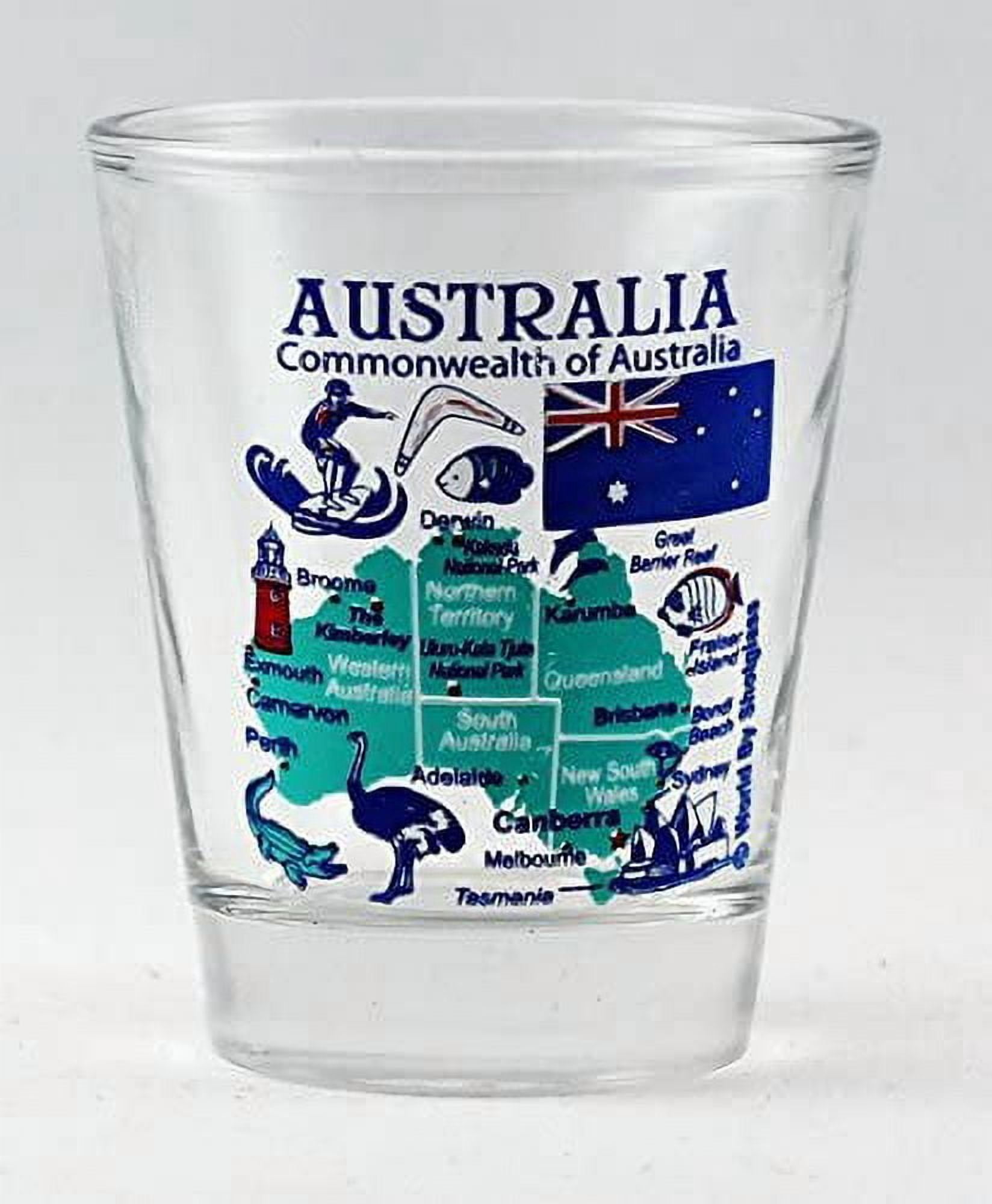 Shot Glass Landmarks Shot Glass Australia Con Collage Di Icone E Monumenti: Raro, Da Collezione, Souvenir Perfetto Shot Glass 5x6 Cm
