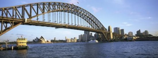 Australia New South Wales Sydney Sydney harbor View of bridge and city Canvas Art - Panoramic Images (36 x 13)