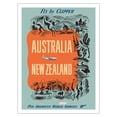 thumbnail image 1 of Australia - New Zealand - Fly by Clipper - Vintage Airline Travel Poster c.1951 - Bamboo Fine Art 290gsm Paper (Unframed) 12x16in, 1 of 4