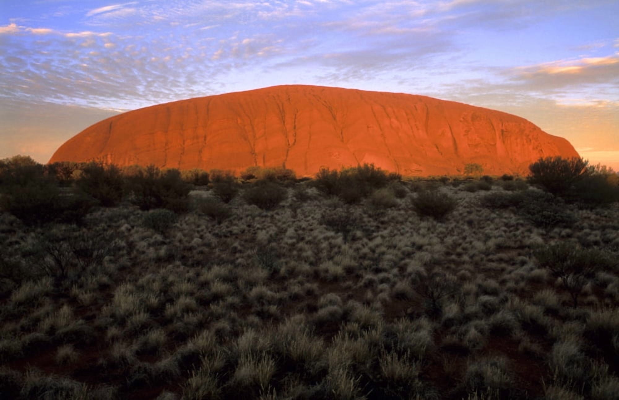 Australia Northern Territory Yulara Uluru-Kata Tjuta National Park Ayers Rock Dramatic Skies Canvas Art - Bill Bachmann Design Pics (36 x 24)