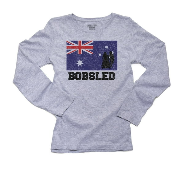 Australia Olympic - Bobsled - AUS Flag - Silhouette Women's Long Sleeve Grey T-Shirt