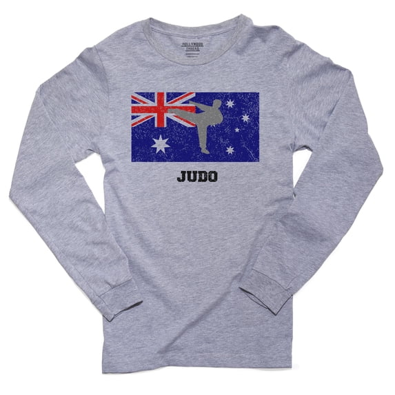 Australia - Olympic - Judo - Flag - Silhouette Men's Long Sleeve Grey T-Shirt