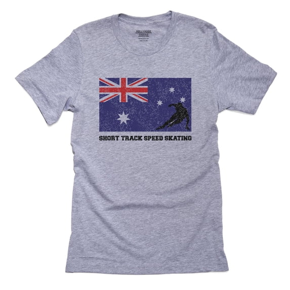 Australia Olympic - Short Track Speed Skate - Flag - Silhouette Men's Grey T-Shirt