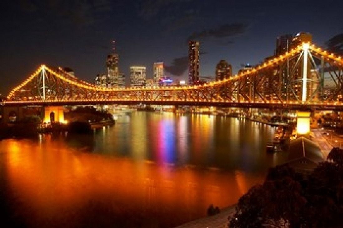 Australia Queensland Story Bridge Brisbane River Canvas Art - David Wall DanitaDelimont (36 x 24)