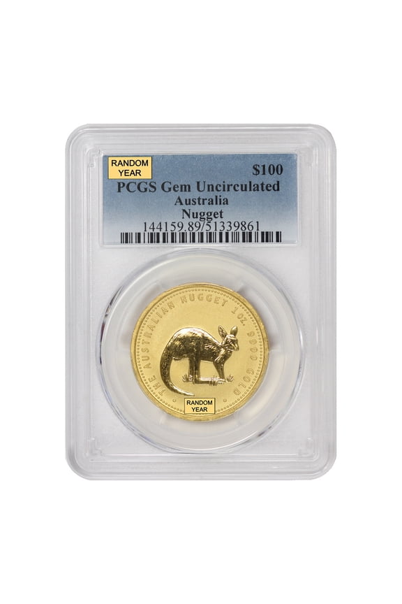 Australia Random Year 1 oz Gold Nugget PCGS GEMUNC Perth Mint Coin