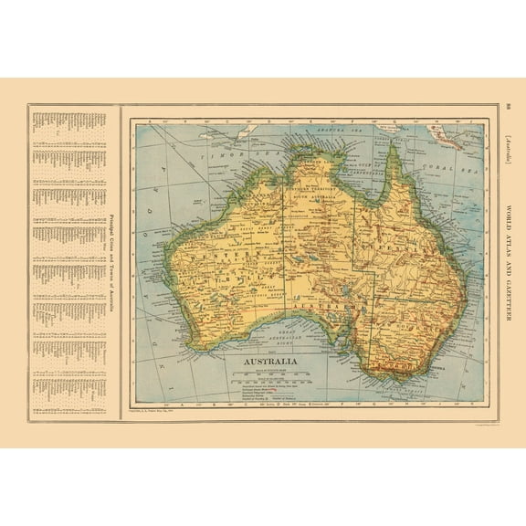 Historic Map - Australia - Reynold 1921 - 32.57 x 23 - Vintage Wall Art