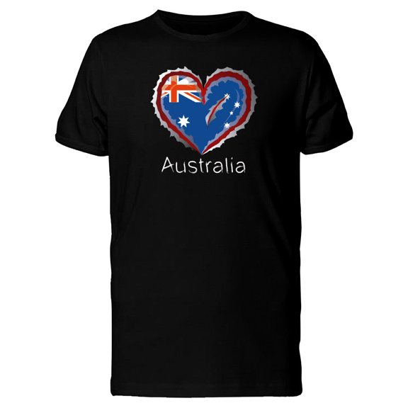 Australia Scratched Flag Heart T-Shirt Men -Image by Shutterstock, Male x-Large