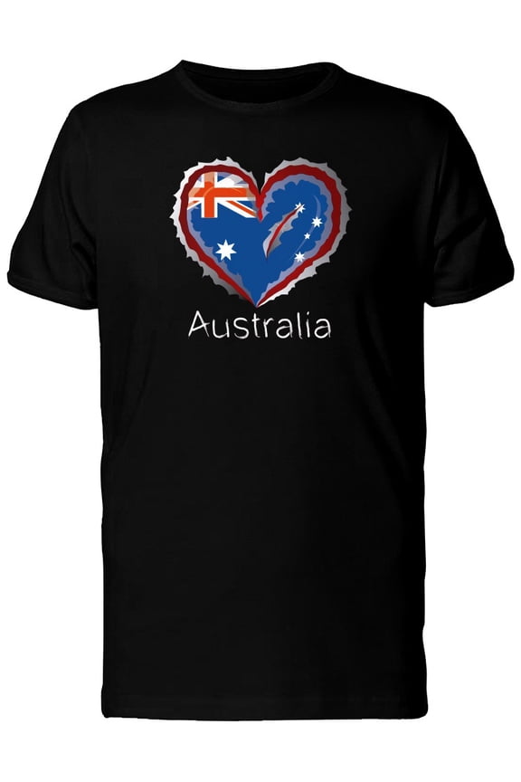 Australia Scratched Flag Heart T-Shirt Men -Image by Shutterstock, Male x-Large