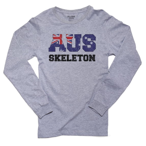 Australia Skeleton - Winter Olympic - Korea - AUS Flag Men's Long Sleeve Grey T-Shirt