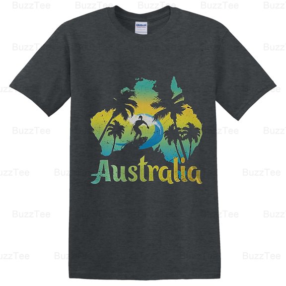 Australia Surfing Summer Vacation Surf Waves Beach Retro Graphic Art T-Shirt Unisex, up to 5XL
