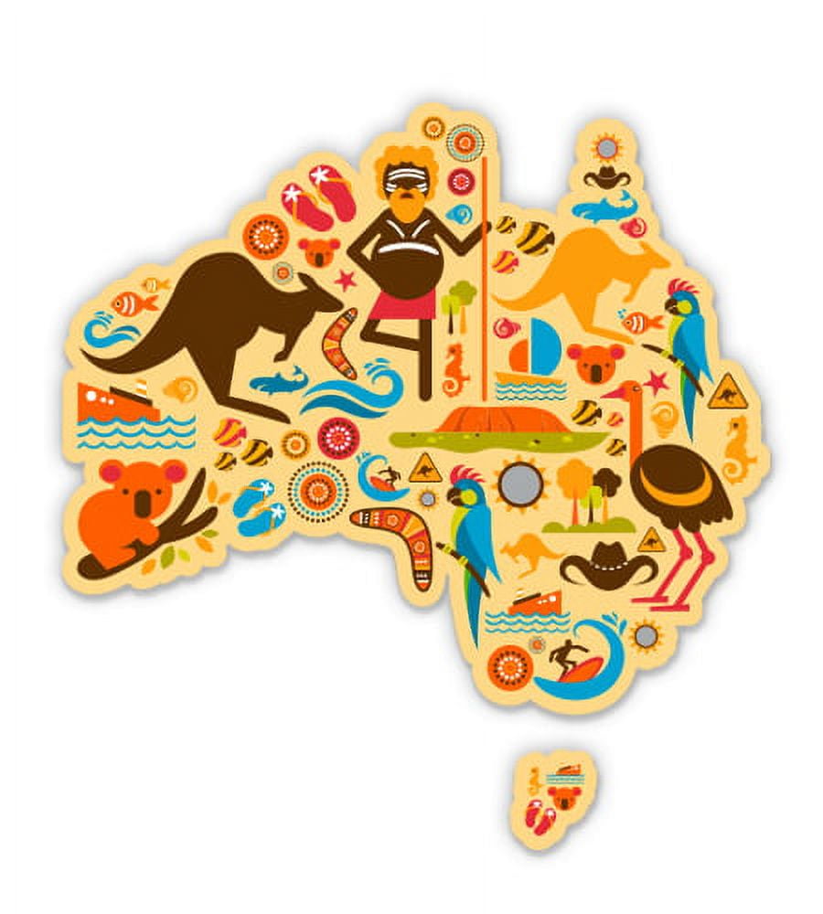 Australia Symbols Map 5" Vinyl Sticker For Car Laptop IPad
