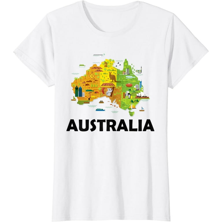 Australia T-Shirt Australian Elements Fun Map Ocenia Tee Australia T-Shirt Australian Elements Fun Map Ocenia Tee