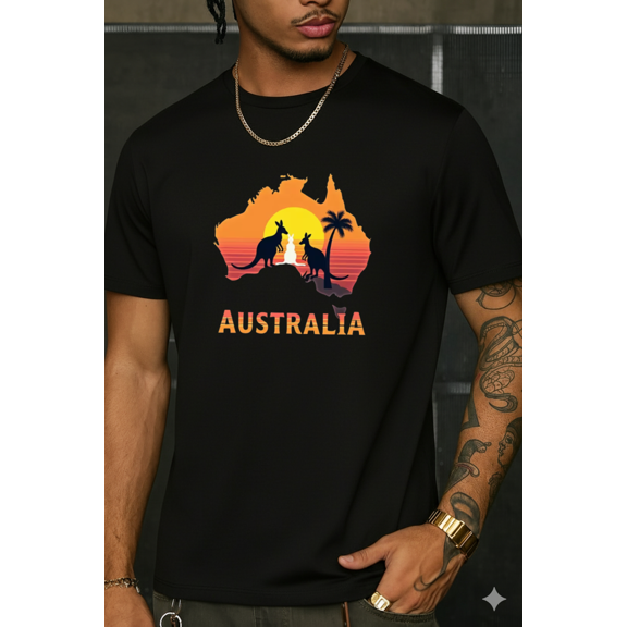 Australia Travel Icons Koala Kangaroo Opera House Bridge Unisex T-Shirt, up to size 5XL