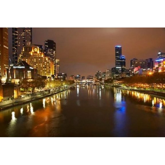 Australia Victoria Melbourne Yarra River City Skyline Canvas Art - David Wall DanitaDelimont (36 x 24)