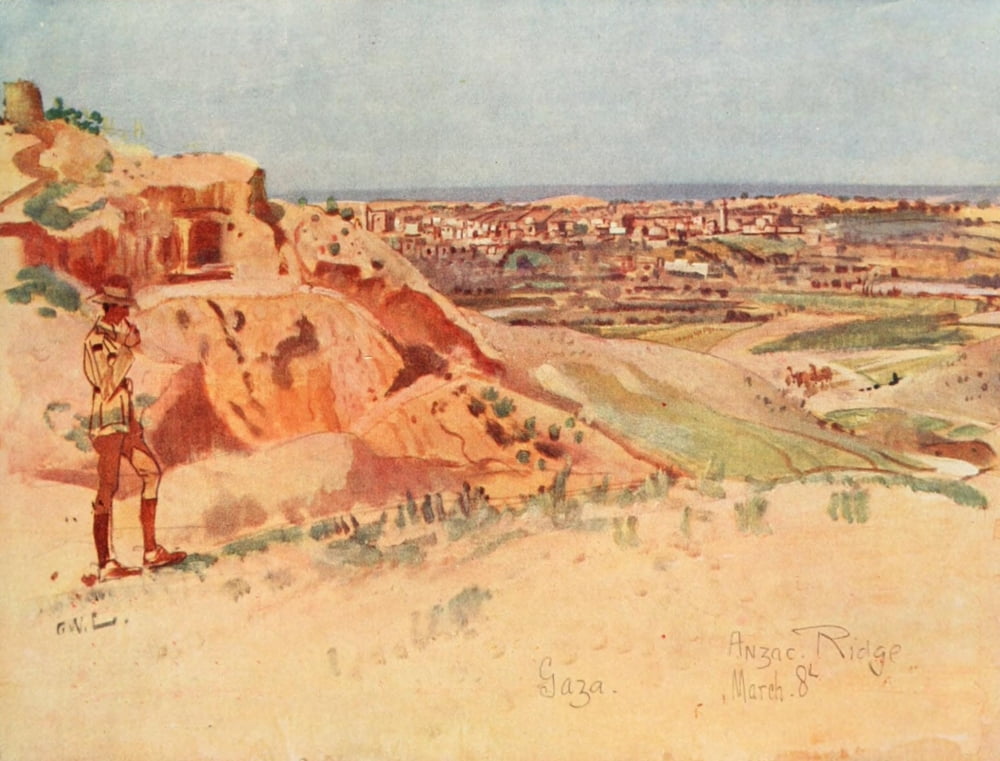 Australia in Palestine 1919 Anzac Ridge Gaza Canvas Art - Lieut GW Lambert (24 x 36)