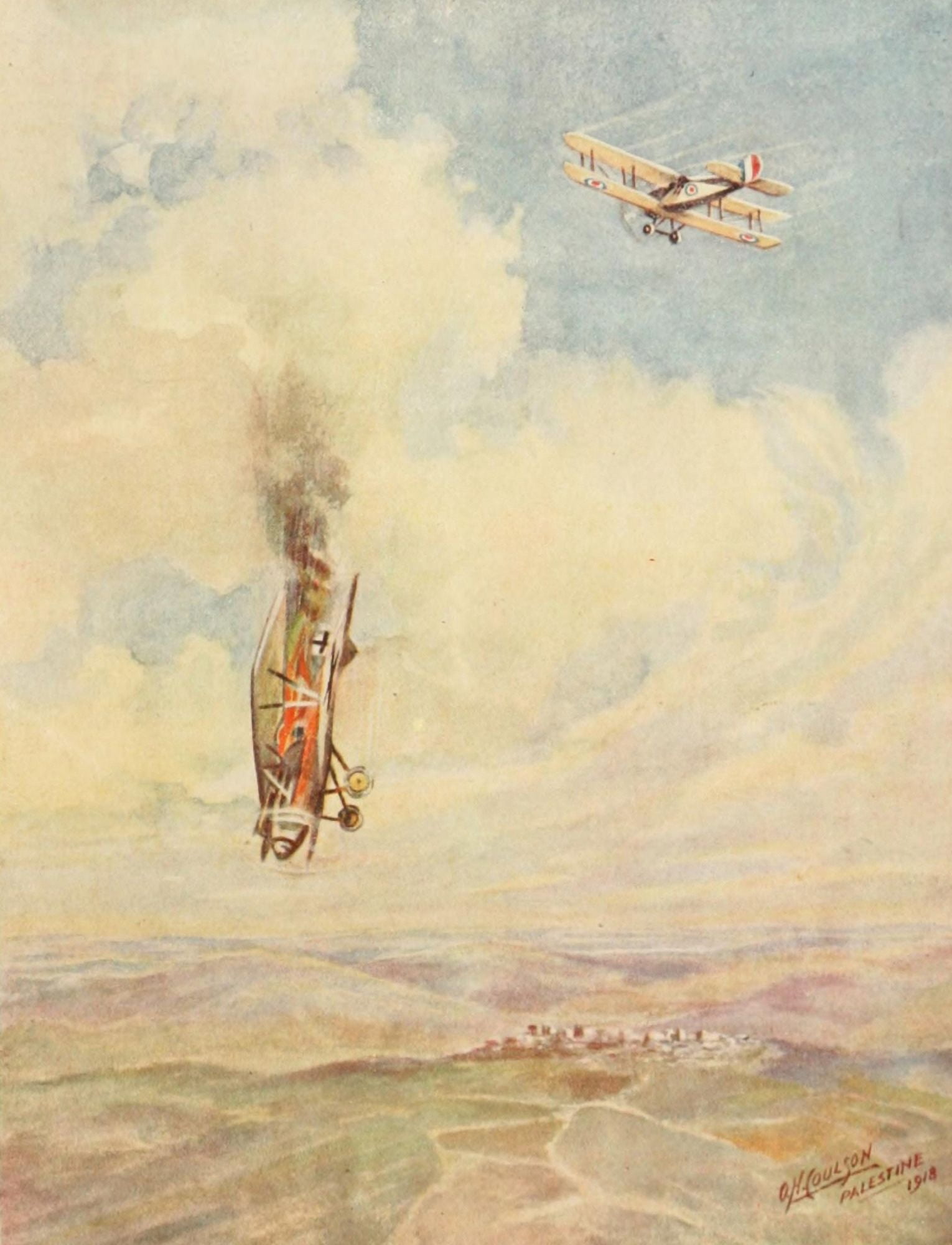 Australia in Palestine 1919 End of scrap (planes) Canvas Art - OH Coulson (24 x 36)