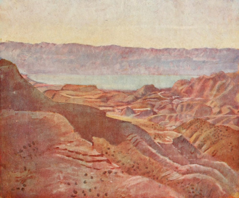 Australia in Palestine 1919 The Dead Sea Canvas Art - Lieut GW Lambert (24 x 36)