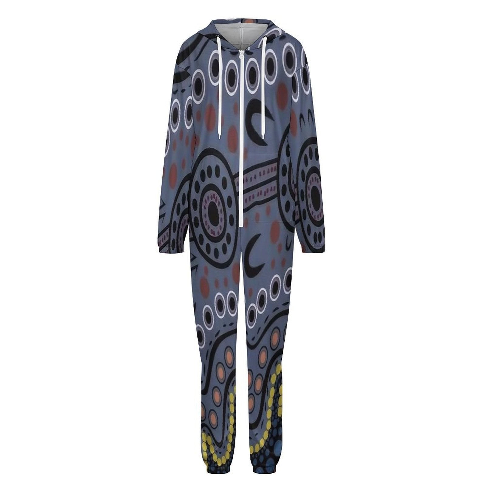 Australian Aboriginal Patterns Unisex Adult Onesie Pajamas with Pockets ...