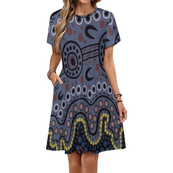 Australian Aboriginal Patterns Women's Dress Short Sleeve Summer Sundress Summer Women Clothes