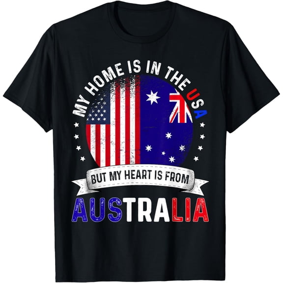 Australian American Patriot Heart is from Australia Flag T-Shirt