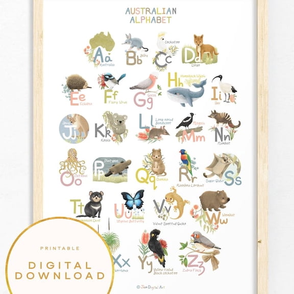 Australian Animal Alphabet Wall Art Print