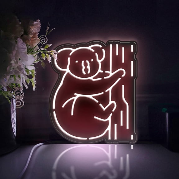 Australian Animal Koala Led Light Box, Dimmable Neon-Like Light Signs USB Power for Wall Decor Bedroom Decoration, Static Light (WxH) 16"x19"