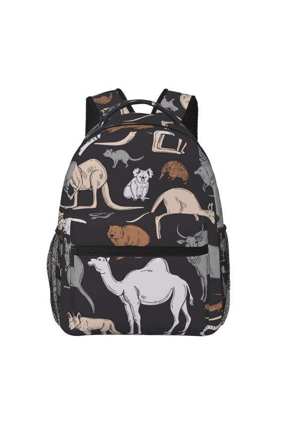 Australian Animals Koala Backpack Casual College Bag Zipper Laptop Daypack Hiking Rucksack Travel