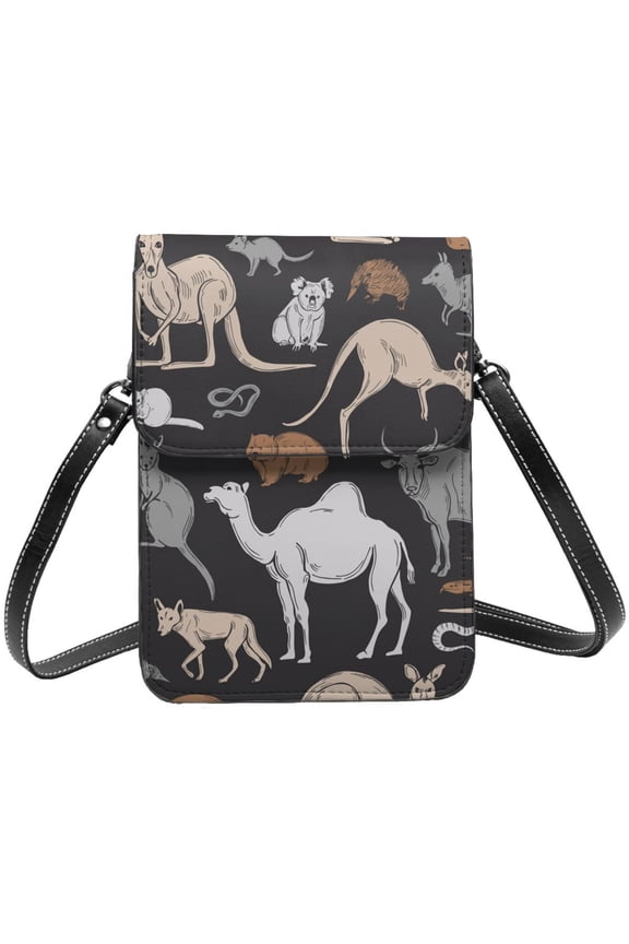 Australian Animals Koala Cell Phone Purse Small Crossbody Bag with Strap Credit Card Slots Leather Shoulder Wallet for Women
