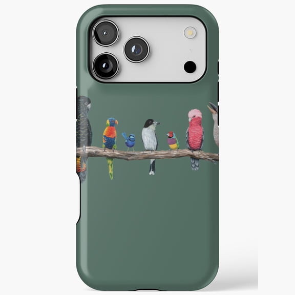 Australian Birds on Branch Phone Case iPhone 17 16 15 14 13 12 11 Pro Max