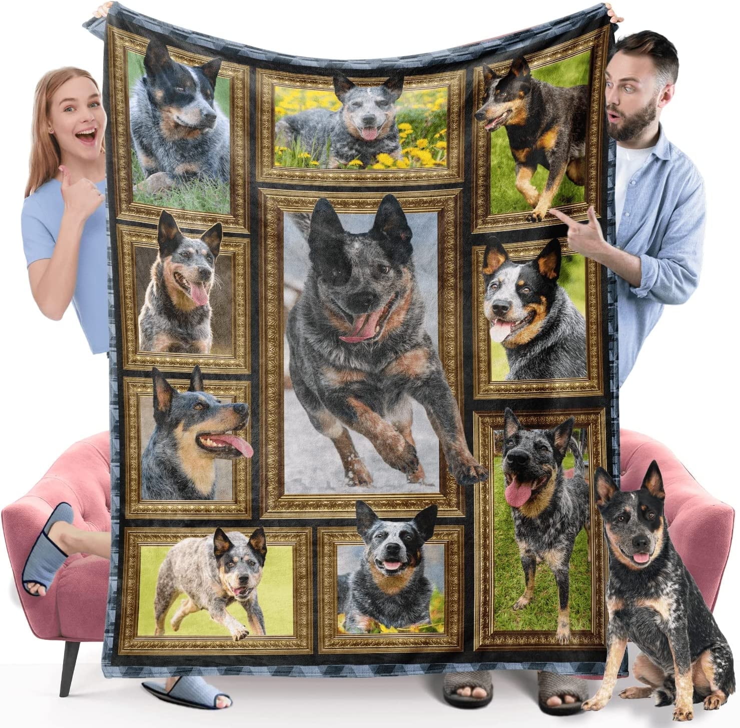 Australian Cattle Dog Blanket, Fleece Throw Blanket for Couch Bed, Soft Cozy Warm Flannel Blankets and Throws for Sofa Living Room, Gifts for Dog Lovers, 60" x 80" Twin Size