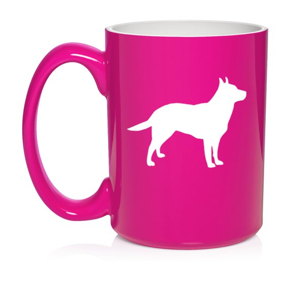 Australian Cattle Dog Ceramic Coffee Mug Tea Cup Gift for Her, Him, Friend, Coworker, Wife, Husband, Dog Lover (15oz Hot Pink)