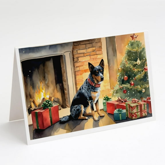 Australian Cattle Dog Cozy Christmas Greeting Cards Pack of 8 7 in x 5 in