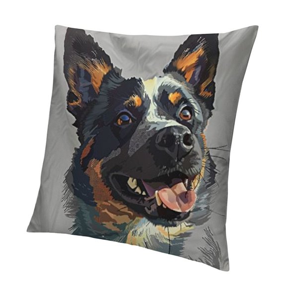 Australian Cattle Dog Decorative Throw Pillow Covers Blue Heeler Pillows Case Square Cushion Cover Standard Pillowcase for Sofa Couch Bedroom Patio