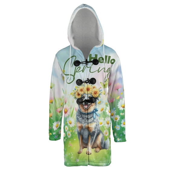 Australian Cattle Dog Hello Spring Time Flower Floral Nature All Over Print 3D Hooded Duffle Toggle Coat Heeler Lover Gifts - 02031