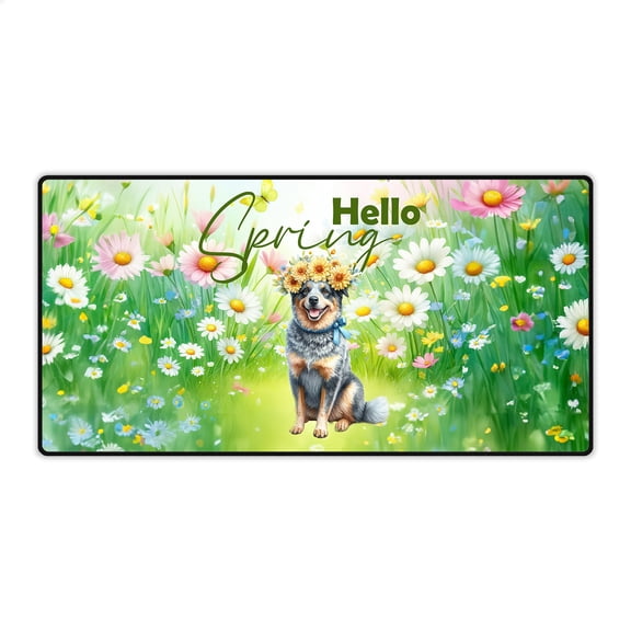 Australian Cattle Dog Hello Spring Time Flower Floral Nature Desk Mat Full Keyboard Mouse Pad Heeler Lover Gifts Large Mousepad - 02031