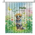 thumbnail image 1 of Australian Cattle Dog Hello Spring Time Flower Floral Nature Shower Curtain Heeler Lover Gifts Waterproof Bathroom Bathtub Curtain - 02031, 1 of 5