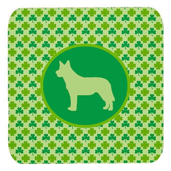 Australian Cattle Dog Lucky Shamrock Foam Coasters, Set Of 4