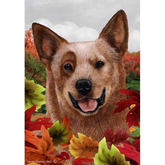 Australian Cattle Dog Red - Best of Breed Fall Leaves Garden Flags