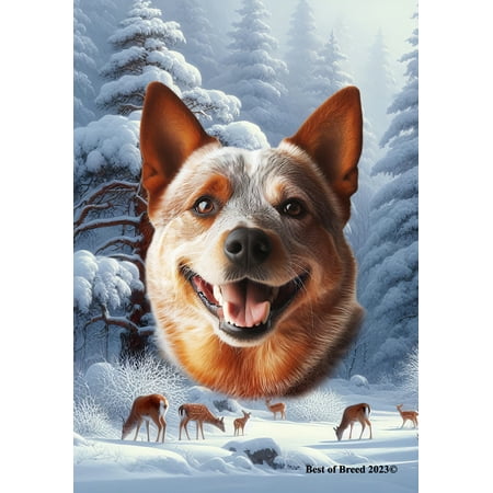 Australian Cattle Dog Red - Best of Breed Winter Wonderland Garden Flag 12" x 17"