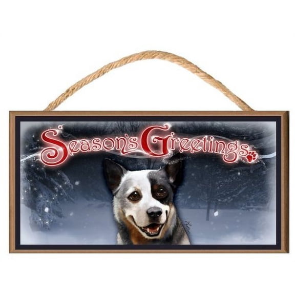 Australian Cattle Dog "Season's Greetings" Dog Sign / Plaque featuring the art of Scott Rogers